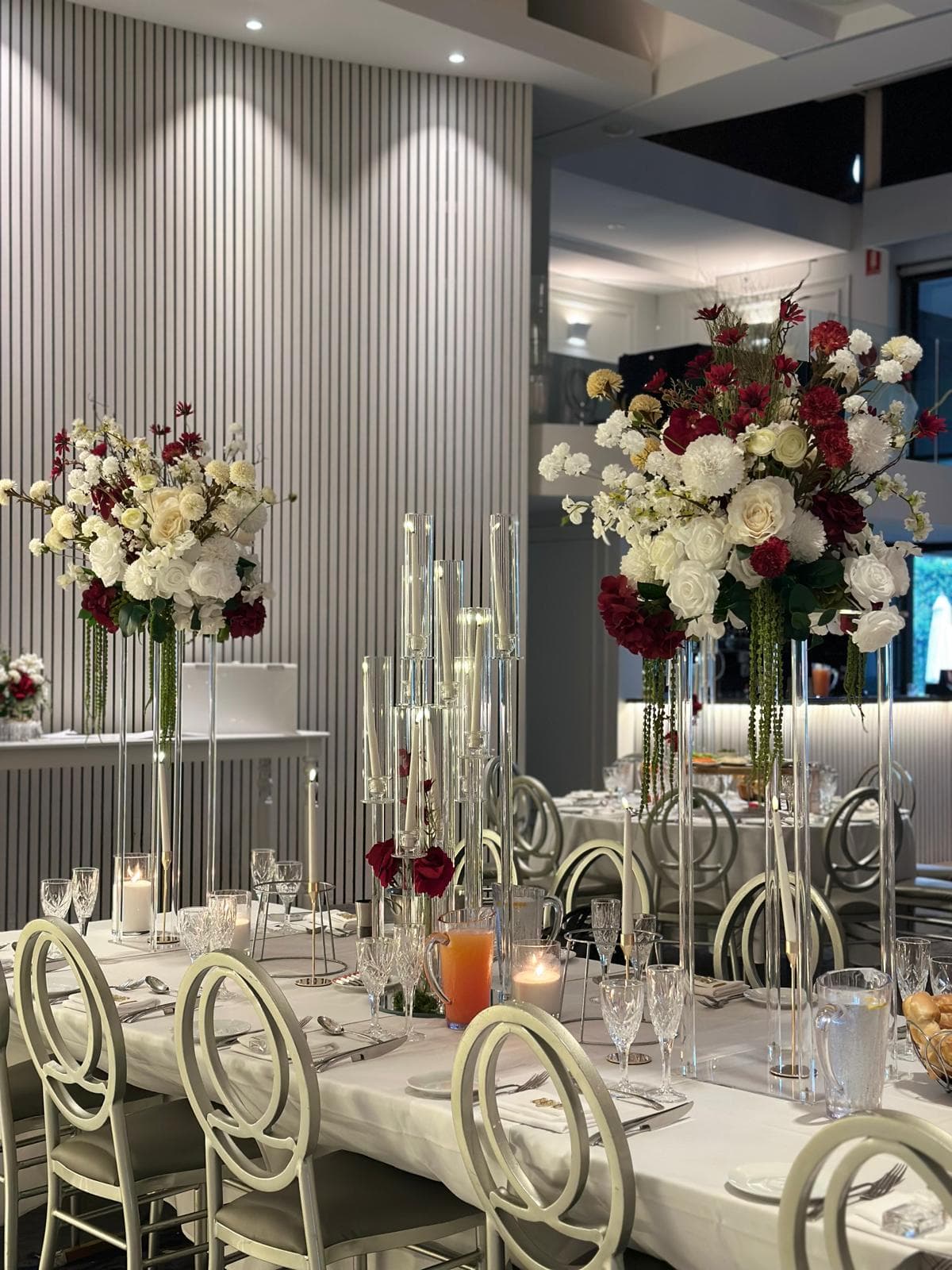 Burgundy & white arrangement