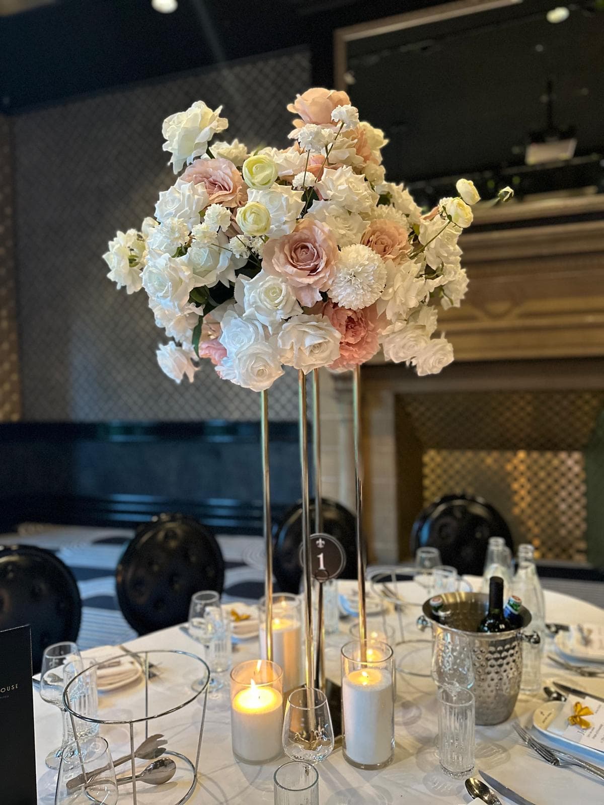 Tall centrepiece — black ballroom
